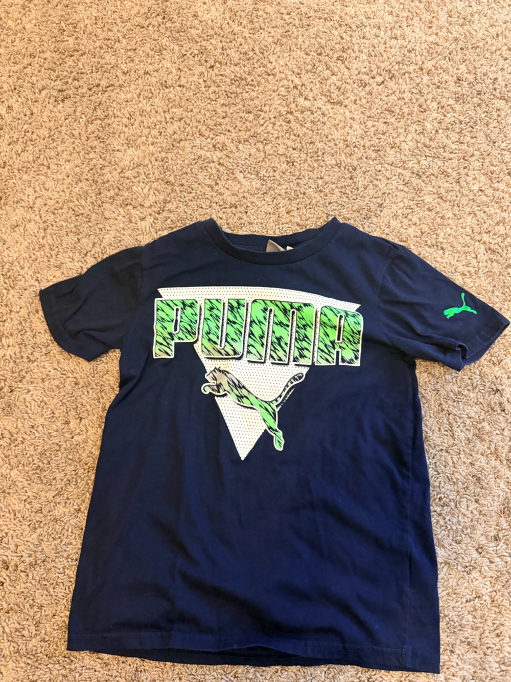Puma Navy Tee with Neon Green Logo